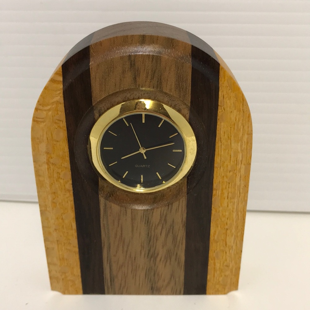 Handmade wooden inlay clock. Quality workmanship.